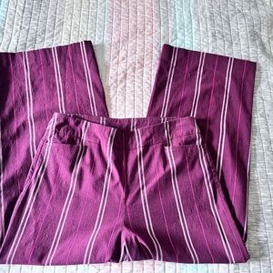 Chicos Brigitte Striped Slub Wide-Leg Croped Pants (Size 10)